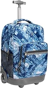 18 inches Wheeled Rolling Backpack for Boys and Girls School Student Books Laptop Travel Trolley Bag, Blue