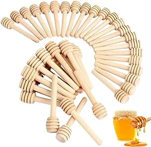 51 PCS Honey Dipper, 3 Inch Mini Wooden Honeycomb Sticks, Small Honey Stirrer St