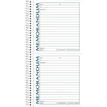 Tops Memorandum Forms Book, 2-Part, Carbonless, 2 Memos per page, 100 Sets per ...