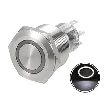 uxcell Latching Metal Push Button Switch 22mm Mounting Dia DPDT 2NO 2NC 24V White LED Light