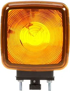 Truck-Lite 5800AA Incandescent Light (Signal-Stat 5800 Series Yellow Square Dual Face, Side Marker, 1 Bulb, 3 Wire, Pedestal Light, 2 Stud, Black, Stripped End)