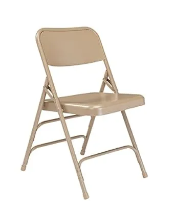 NPS 300 Series Deluxe All-Steel Triple Brace Folding Chair, Supports 480 lb, 17.25" Seat Ht, Beige, 4/CT, Ships in 1-3 Bus Days (301)