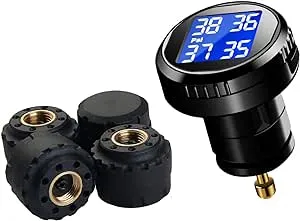 VESAFE Wireless Tire Pressure Monitoring System (TPMS) for Small Size 4-tire Vehicles, Including 4 External Cap sensors (0-87PSI)