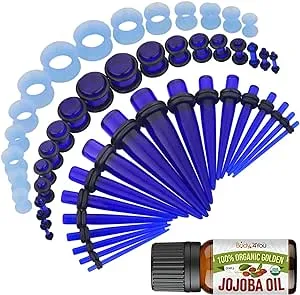 BodyJ4You 54PC Ear Stretching Kit 14G-12mm - Aftercare Jojoba Oil - Acrylic Plugs Gauge Tapers Silicone Tunnels - Lightweight Expanders Men Women