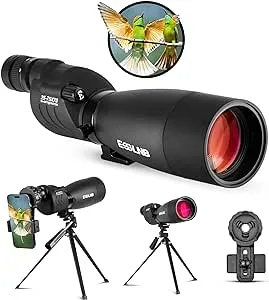 ESSLNB Spotting Scope with Tripod and Phone Adapter BAK4 25-75X70 FMC Target Spotting Scope for Hunting Spotting Scope for Target Shooting Bird Watching