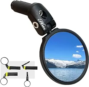 Hafny Bar End Bike Mirror, Stainless Steel Lens Bicycle Mirror, Safe Adjustable Rearview Mirror, Cycle Mirror, E-bike Mirror, HF-MR087 (Black 68 Diameter)