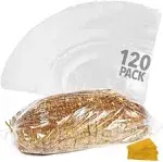 [120 Pack] Plastic Bread Bags for Homemade Bread or Bakery - Heavy Duty Bread Loaf Bags with Ties - Clear Bread Wrappers Storage Packaging - Reusable Bag for Large Loaves - 8” x 4” x 18”