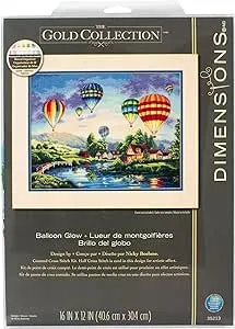 Dimensions 35213 Gold Collection Hot Air Balloon Advanced Counted Cross Stitch Kit, 18 Cnt. Ivory Aida, 12'' x 16''