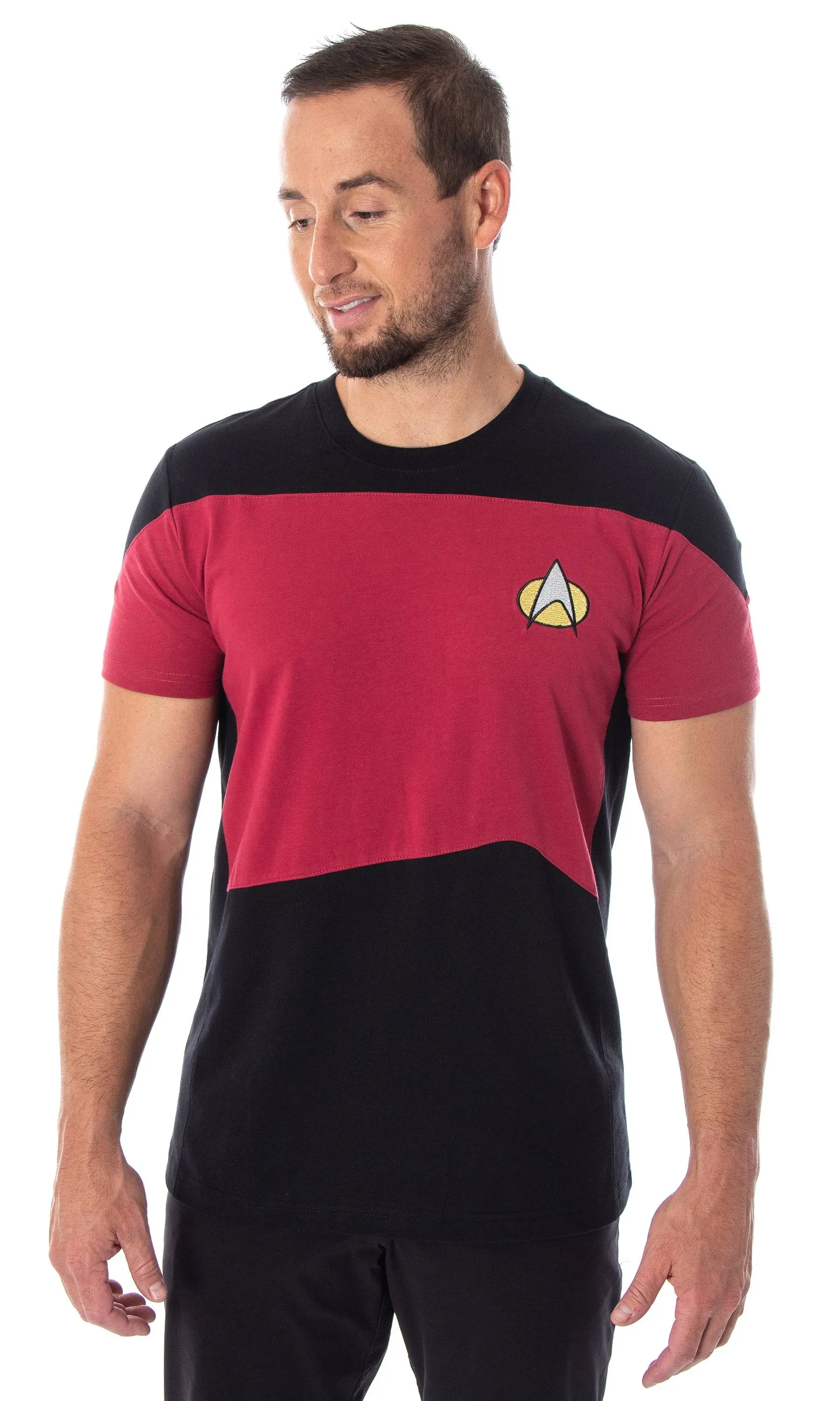 Intimo Star Trek Next Generation Men's Picard Uniform Costume Short Sleeve T-Shirt , Size: Small, Red