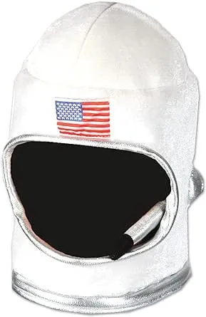 Beistle Unisex Plush Astronaut Helmet – Silver & White Headwear, Space Themed Party Supplies, Astro Pilot Dress Up