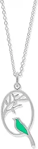 Boma Jewelry Sterling Silver Resin Bird Necklace, 16 inches