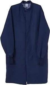 Medline Fluid-Resistant Unisex Barrier Lab Coat, Snap Closure, Navy, Size Medium - Ideal for Medical Professionals and Laboratory Use