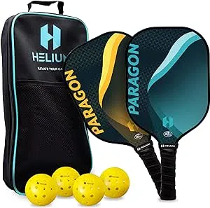 Helium Pickleball Paddle Set of 2 - USAPA Certified - Graphite Fiberglass Surface, Lightweight Honeycomb Core