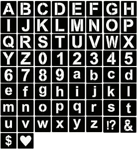 YEAJON 2 Inch Letter Stencils Symbol Numbers Craft Stencils, 66 Pcs Reusable Plastic Alphabet Templates for Painting on Wood, Wall, Fabric, Rock, Glass, Signage (2 Inch)