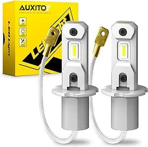 AUXITO H3 LED Fog Light Bulbs 6500K White, 300% Brighter CSP Chips, 1:1 Mini Size, Plug n Play, H3ll LED Bulb Light for Fog Lamp, DRL, High/Low Beam, Pack of 2