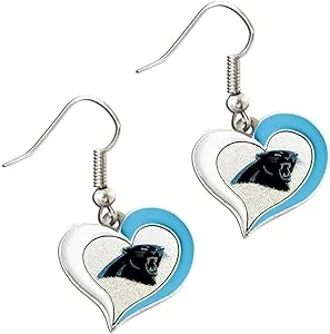 New Carolina Panthers Heart Shape Fish Hook Earrings, Gift for Her Mom, NFL