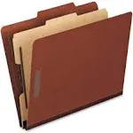 Pendaflex 1157R Pressboard Classification Folders, Letter, Four-Section, Red, 10/Box