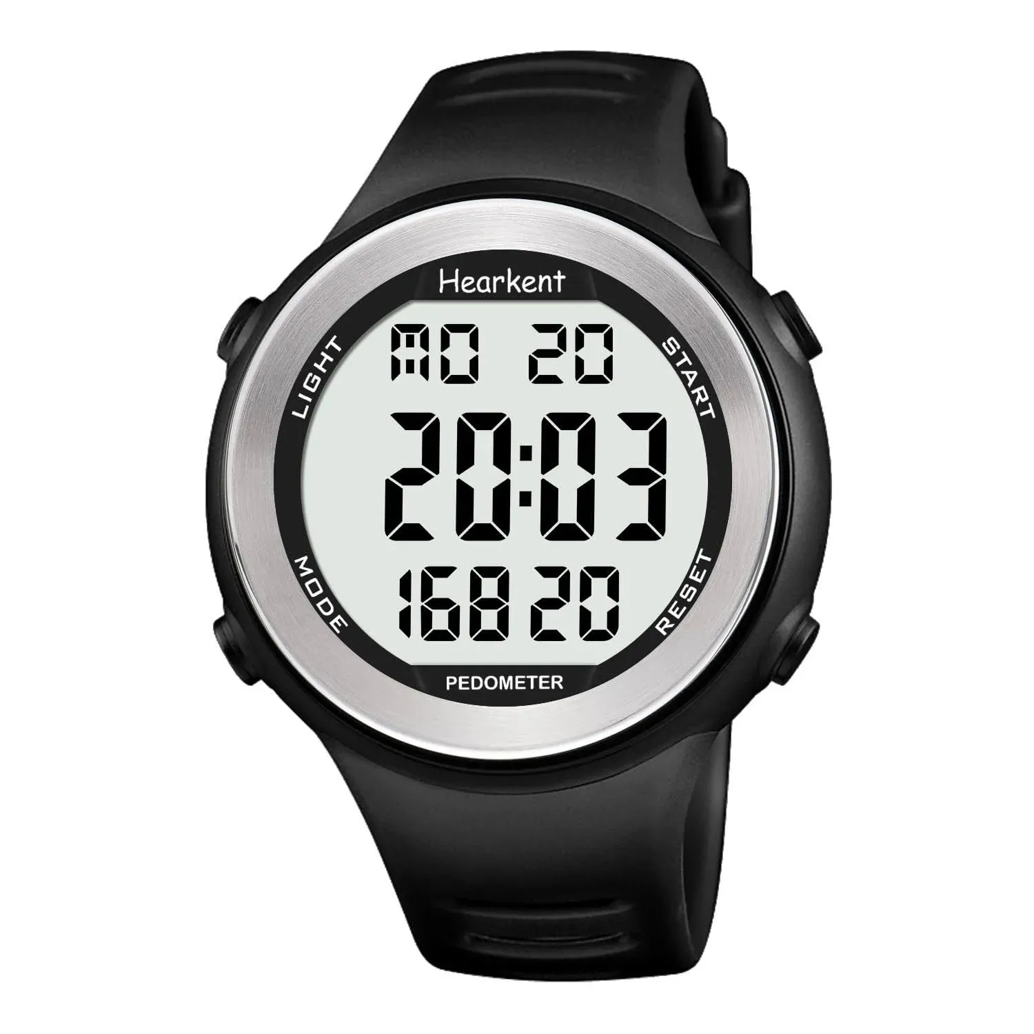 AVTREK Hearkent Waterproof Pedometer Watch for Seniors, Non Bluetooth App Free Sports Watch Step Counter Calories and LCD with Big Numbers (Black)