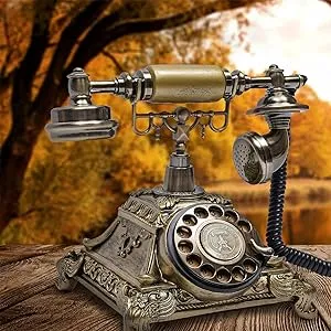 Gdrasuya10 Vintage Phone Rotary Dial Retro Old Fashioned Landline Telephone for Home Office Cafe Bar Decor (Style 3)