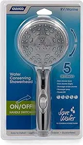 Camco 43710 RV Shower Head with On/Off Switch (Chrome)