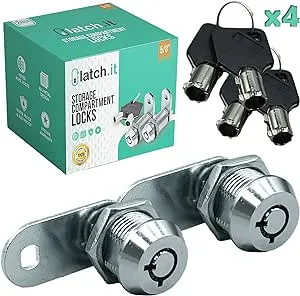 LATCH.IT RV Compartment Door Lock 7/8 inch 5 Pack | Chrome | Cylindrical Keys, Silver