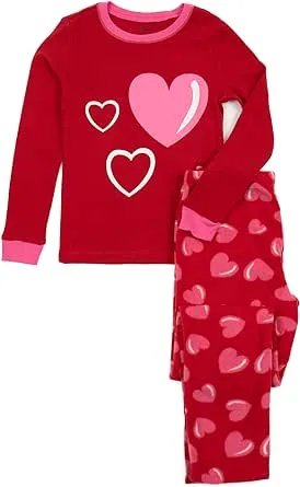 Kids Cotton Top and Fleece Pants Pajamas Heart