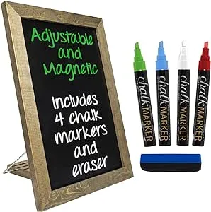 Rustic Tabletop Chalkboard: Includes 4 Liquid Chalk Markers Magnetic Eraser