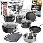 Granitestone Stackmaster 15 Piece Induction-Compatible, Nonstick Cookware Set, S