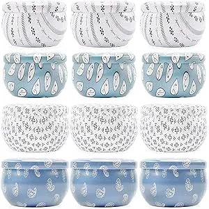 Boho Metal Candle Tins 12pk 4 Designs 2oz European Style Containers for DIY