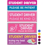 Rio Salto New Driver Magnet for Car Reflective Please Be Patient Signs for Car Student Driver Magnetic Safety Signs Novice Driver Warning Vehicle Bumper Sticker Removable Cute Teenage Girl