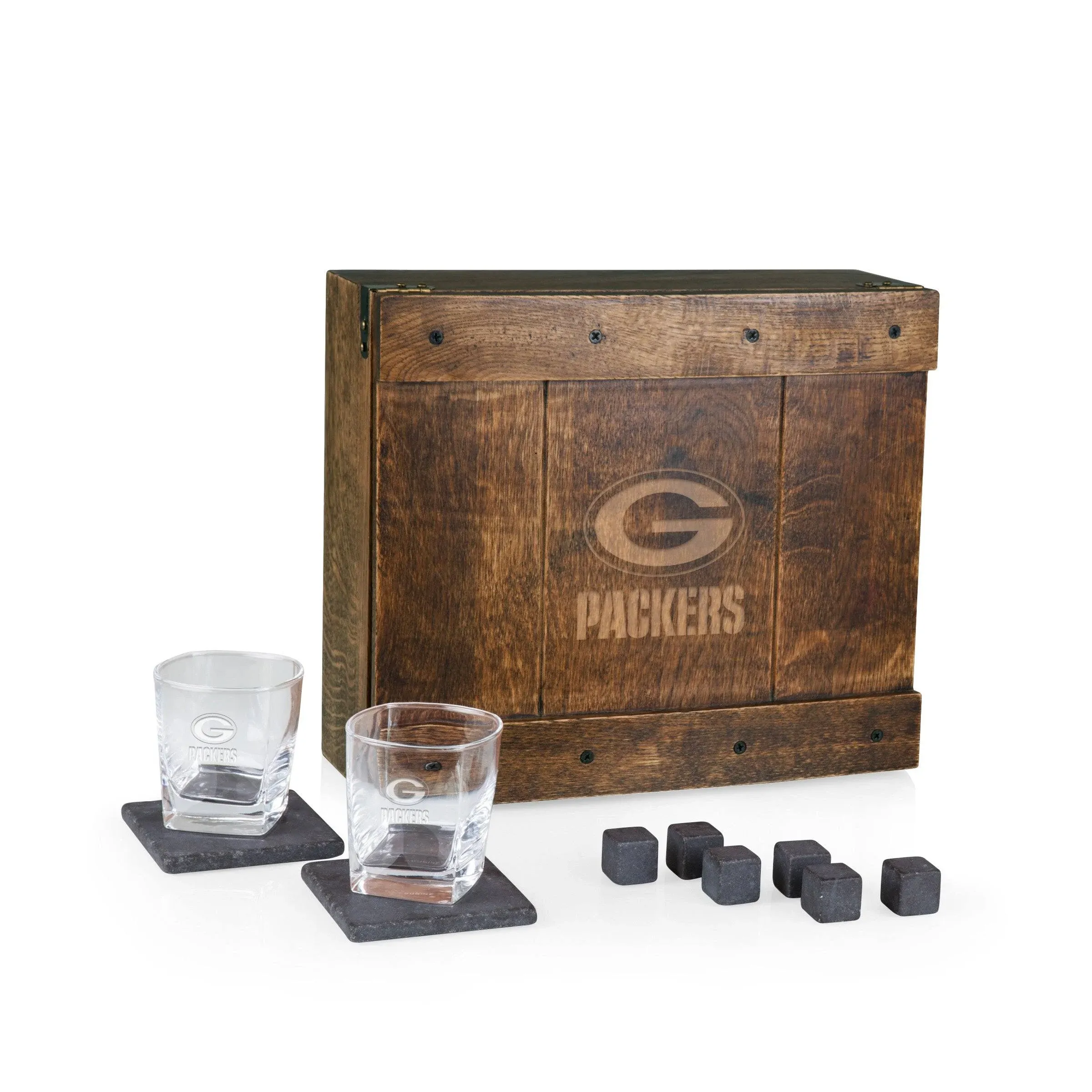 Picnic Time Green Bay Packers Whiskey Box Gift Set