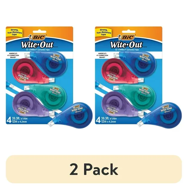 (2 pack) BIC Wite-Out EZ Correct Correction Tape, 4 Count