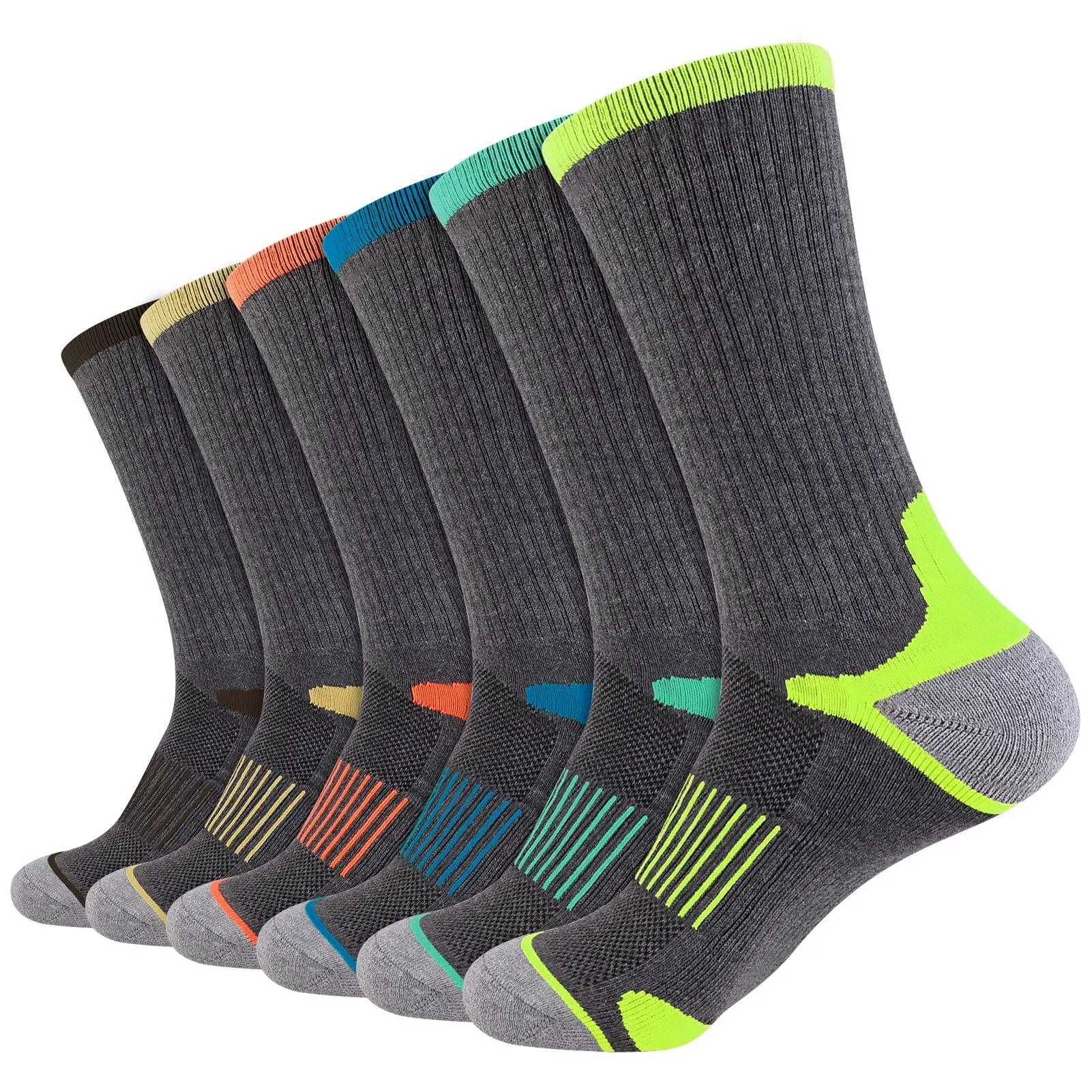 Mens Athletic Crew Socks for Men Cushion Casual Running Sports Workout Sock 6...