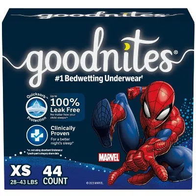 Boys' Nighttime Bedwetting Underwear, Size Extra Small (28-43 Lbs), 15 Ct, Packa