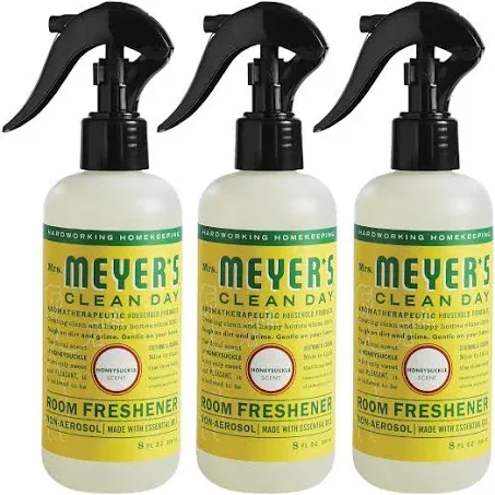 MRS. MEYER'S CLEAN DAY Room and Air Freshener Spray, Non-Aerosol Spray Bottle Infused with Essential Oils, Honeysuckle, 8 fl. oz - Pack of 3