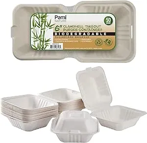 Sugarcane 100% Biodegradable Pfasfree 6\x9d Clamshell Food Containers With Lids pa