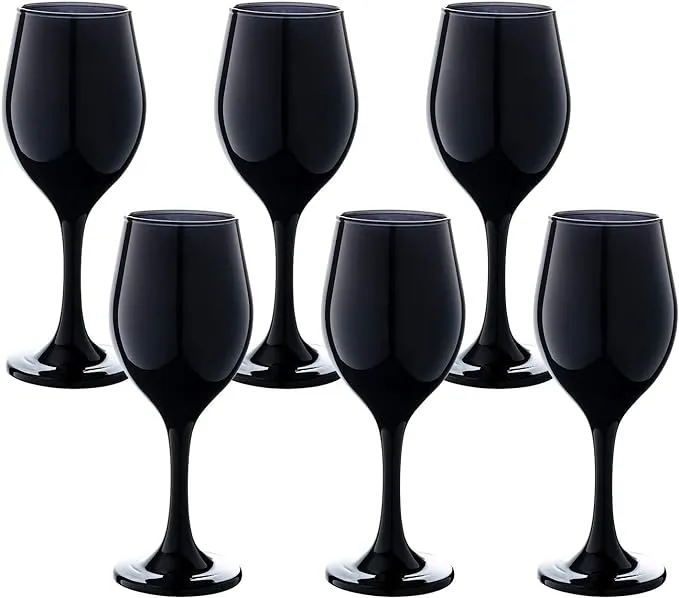 Black stem wine glass