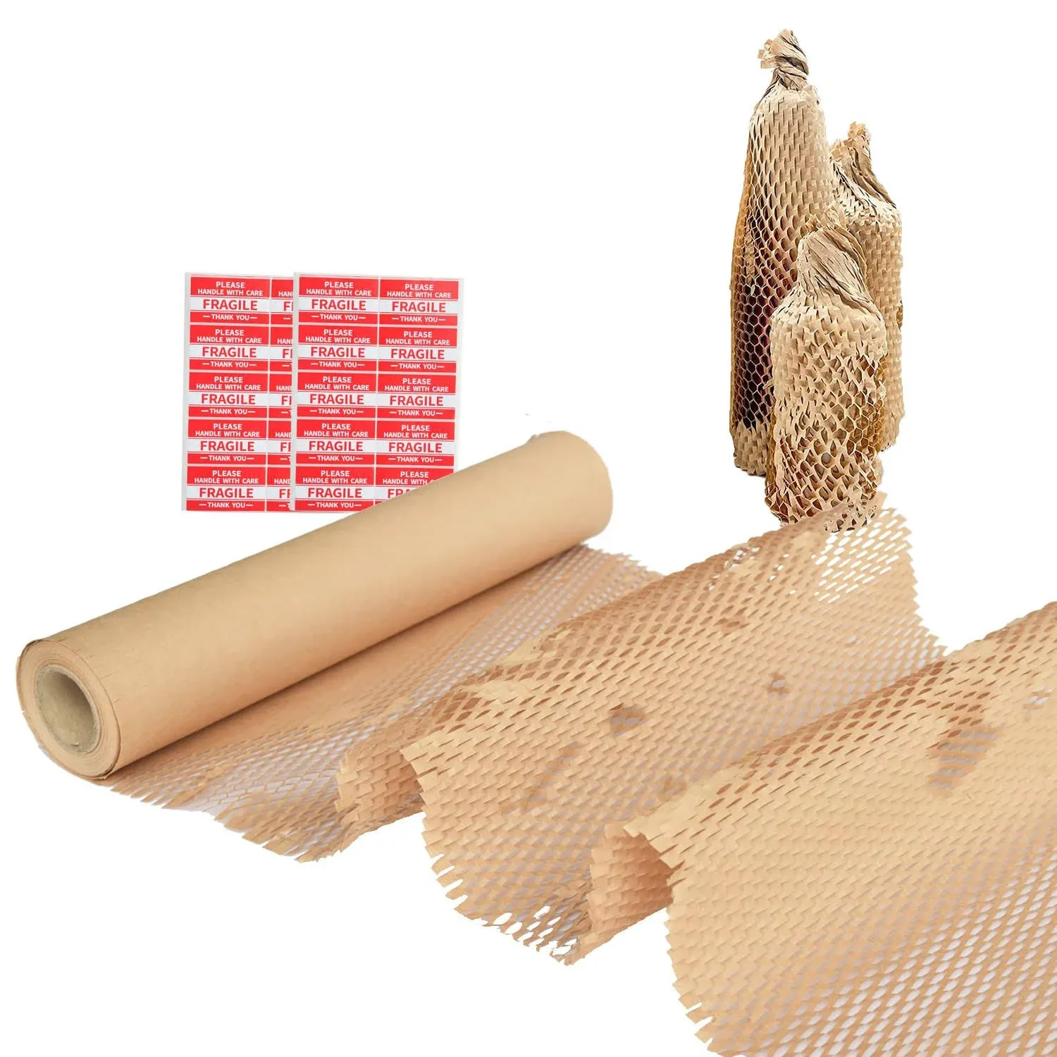 Besitek Honeycomb Packing Paper,12" W x 100' L Packing Paper for Moving,Products & Gifts Honeycomb Wrapping Paper,Recyclable and Biodegradable