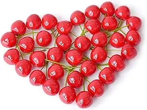 36 Pcs Artificial Lifelike Cherries Fake Cherry Simulation Fruit Ornament for...