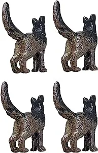 Lulu Decor, Cast Iron German Shepard Dog Tail Hooks (4 Dog Tail Hooks)