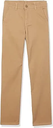 IZOD Boys' School Uniform Twill Pants, Flat Front & Comfortable Waistband with 5 Pockets