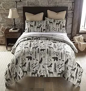 Donna Sharp Lodge Comforter Bedding Set with Forest Weave Design - 3-Piece Queen Set, Includes One Comforter and Two Pillowcases Perfect for Rustic Decor