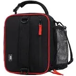 MIER Expandable Lunch Bag Insulated Lunch Box for Men to Work Travel Portable Lunchbox Bags with Shoulder Strap and Water Bottle Holder(Black/Red)