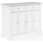 Crosley Avery Kitchen Island/Cart Distressed White/White Marble