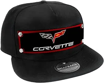 Corvette C6 Flag Logo Black Auto Car Trucker Snapback Hat Cap Official Licensed