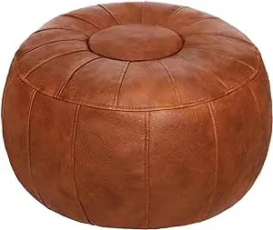 Thgonwid Unstuffed Moroccan Ottoman Pouf Cover, Ottoman Footstool Storage Solution, Bean Bag Chair, Foot Rest, Brown