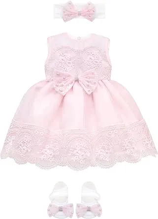 T.F. Taffy Baby Girl Newborn Pink Embroidered Princess Dress Gown 6 Piece Deluxe Set 0-3 Months