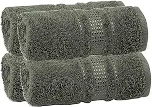 Fingertip Towels 4 Pack, 100% Turkish Cotton, Small Hand Towels for Body and Face, 12 x 18 in, Soft and Absorbent, Quick Dry, (Maldive Green Fingertip Towels)