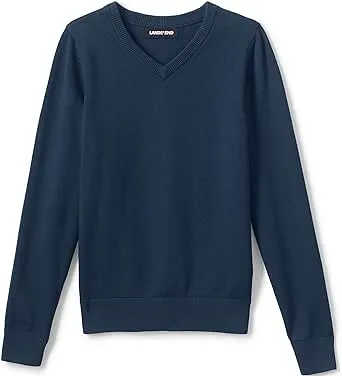 Lands' End School Uniform Boys Cotton Modal Fine Gauge V-Neck Sweater