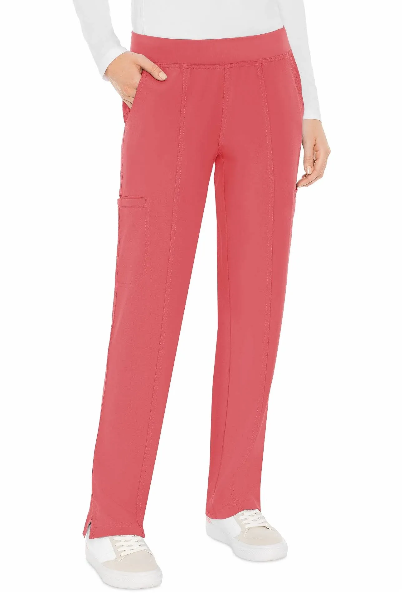 Med Couture Scrub Yoga Cargo Pocket Petite Pant MC8744P CRAL Coral Free Ship